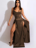 Sexy Backless High Slit Halter Long Evening