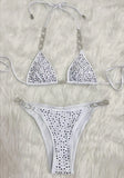 Toloer New Bikini Sexy Hot Diamond Split Women's Swimsuit Solid Color Strap Bikini