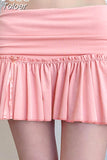 Kawaii Low-waisted Pleated Mini Skirt Pink A-line Coquette Aesthetic Short Skirts Solid All-match Korean Japanese