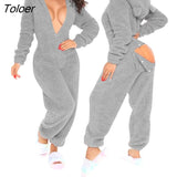 New Year Sleepwear Home Clothes 3D Ear Buttoned Flap Functional Fluffy Lounge Jumpsuit Hooded Playsuit One Piece Suit