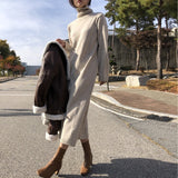 Autumn Winter Loose Turtleneck Straight Women Sweater Dresses 2022 New Long Sleeve Warm Knitted Chic Long Dresses