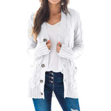 Long Sleeve Size Cardigan Knitted Women's Mid-length