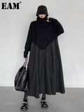 Women Black Knitting Big Size Long Thick Dress New Turtleneck Long Sleeve Loose Fashion Tide Autumn Winter 2022