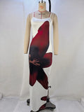 Toloer Women's Summer 2024 New Sexy Slip Print Bag Hip Slit Dress Women's Beach Dress-Outfit