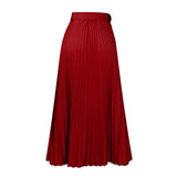 With Belt Women's New High-Waisted Skirt Swing Medium Long Folded Temperament Half-Body