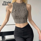 Distressed Tank Top Womans Y2k Streetwear Sleeveless T Shirts 2023 Summer Fashion Cropped Tees