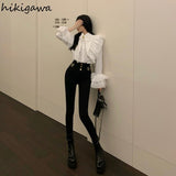 Temperament Tops Fashion White Blouses for Women Chic Flare Sleeve Pointed Collar Shirts Vintage Elegant Blusas De