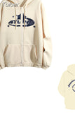 Star Letter Print Hoodie Women Zip Up Long Sleeve Loose Jackets Harajuku Casual Gothic Y2K Grunge Men Hooded