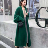 Clothes Women Faux Mink Cashmere Cardigan Loose Pull Femme Bat Sleeve Long Coat Thickness Warm Knitted Sweater