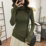2022 Autumn Candy Colors Tops Slim Women Pullover Knitted Sweater Jumper Soft Warm Jumper Basic Turtleneck Women