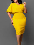 Women's New Temperament Tongle Solid-Colored Bag Hip Professional Pencil Dress African