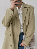 Fashion Women's Windbreaker Lapel Double Breasted Lace-up Pockets Solid Color Long Lady Trench Coat Autumn 2023 New