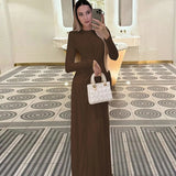 Women's Evening Dress 2025 Summer New Fashion Temperament Dress With A Round-Neck Long-Sleeved