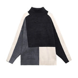Big Size Color-block Knitting Sweater Turtleneck Long Sleeve Women Pullovers New Fashion Tide Autumn Winter 2022