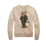 Autumn Explosion Wool-Blend Cartoon Bear High Quality Autumn And Winter Sweater Female Blue Collar Casual
