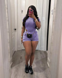 Toloer New Women's Casual Wash Jumpsuit Shorts Suit-Outfit