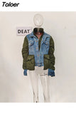 2023 Casual Temperament Fashion Turn-down Collar Autumn And Winter parka Patchwork Denim Cotton Woman jackets
