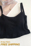 Women Sexy Backless Camis Underwear Padded Bra Fixing Cup Cross Back Knitted Crop Tops Off Shoulder Tops For