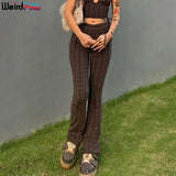 Puss High Waist Straight Pants E-Girl Striped Print Women Skinny Fashion Y2K Streetwear Elegant Slim Thin Long