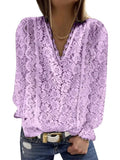 Size Loose Women For Blouses 2022 New O Neck Long Sleeve Elegant Chic Ladies Lace Shirt Tops Fashion Casual Women