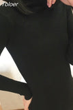 Autumn Elastic Long Sleeve Sweaters Female Pullover Turtleneck Women Pullovers Jumper Streetwear Knitted Tops BLACK