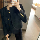 Chic Loose Women Korean Stylish Short Blazer Autumn Single Breasted Female Suit Jacket Full Sleeve