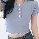 Short Sleeve Slim Black Tops Contrast Patchwork One Pieces Kawaii Y2K Clothes For Women Korean Fashion Streetwear