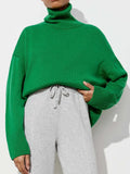 Women Turtleneck Sweater 2022 Autumn Winter Thick Warm Solid Pullover Top Oversized Base Chic Loose Female Knit