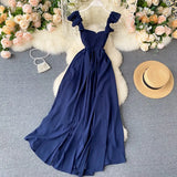 Sexy High Waist Slash Neck Women Long Dress Elegant Big Swing A-line Vestidos Verano Vintage Green/Red Party Robe For