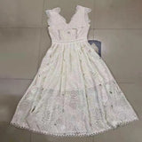 TWOTWINSTYLE Korean Fashion Patchwork Lace Dresses Female V Neck Sleeveless High Waist Cut Out Women's Casual Dress 2022