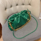 party Day Clutch Thick Gold Chains Dumpling Clip Purse Bag Women Cloud Underarm Shoulder Bag Pleated Hobos Pouch Totes
