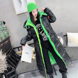 2022 Winter Thick Warm Coat Down Jacket Women Female Loose Cotton Long Sequins Hooded Down Jacket Windproof Rainproof