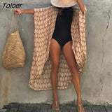 2023 Autumn Beach Kimono Swimwear Women Print Bikini Cover Ups Swimsuit Fashion Loose Plus Size Beachwear Hooded