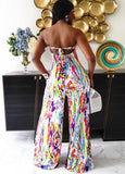 Fashion Print Off Shoulder Loose