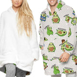 Winter Warm TV Pocket Hooded Blankets Adults Bathrobe Sofa Cozy Blanket Hooded Sweatshirt Plush Coral Fleece