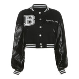 Sisterlinda Autumn Patchwork Letter Print Short Jacket Women Casual High Street Baseball Coat Female Sporty Y2K Sweatshirts