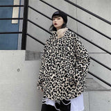 Leopard Print Women Fleece Jackets Motorcycle Jacket Faux Lamb Fur Kawaii Coat Teddy Fur Coat Fleece Parkas Cropped
