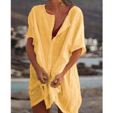 Women's Shirt Multi-Color Multi-Code Long Loose Solid Color Short-Sleeved Shirt Beach Sunscreen