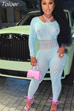 See Through Hollow Out Fishnet Mesh Jumpsuit Long Sleeve Backless Sexy Nightclub Outfit for Women Wholesale
