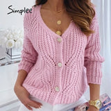 Oversized off shoulder green cardigan women Casual long sleeve sweater cardigan autumn Loose button elastic fashion