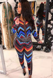 Colorful Wavy Print 2pc Pants