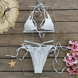Three-Point Solid-Color Bikini 2025 New Split Swimsuit Female Strap Sexy