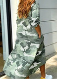 Casual Print Long Blouse Dress with Sequin