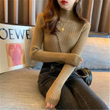 Half-turtleneck Knitted Women Sweater Long Sleeve Jumper Tops Autumn and Winter 2022 Lady Pullover Sweater Clothes