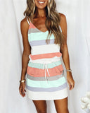 Summer Women's Loose Printed Striped Camisole Long