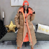 2022 Winter Thick Warm Coat Down Jacket Women Female Loose Cotton Long Sequins Hooded Down Jacket Windproof Rainproof