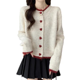 Toloer And Autumn 2025 New Sweater Coat Women's Design Color Love Button Knitted Shirt Short Long-Sleeved