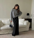 Autumn And Winter Hot Sale Thick Short Round Neck Solid Color Sweater Bum Basic Women's