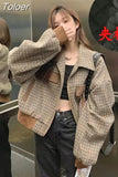 Women Jackets Streetwear Fashion Plaid Oversized Outwear Y2k Tops 2023 Ropa Mujer Korean Streetwear Casual