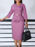 New Women's 2025 New Solid-Color Bag OL Pencil Dress African